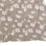 ALYSSA CARR Womens Beige Printed Shirt Long Sleeve Collar L Polyester Blend