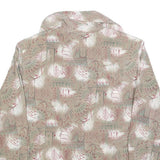 ALYSSA CARR Womens Beige Printed Shirt Long Sleeve Collar L Polyester Blend