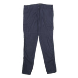 CHICOREE Womens Regular Navy Blue Cotton Blend Zip Trousers W32 L30 Casual Pants