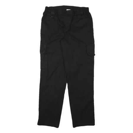 Mens Black Cotton Blend Relaxed Straight Trousers W28 L30 Cargo Pockets Zip