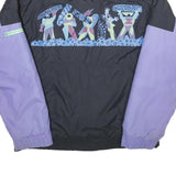 POLAR PATROL Mens Black & Lilac Abstract Nylon Jacket M Zip Casual