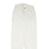 DICKIES Mens Cotton Blend White Relaxed Straight Trousers W30 L34 Workwear Zip