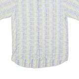 MICHAEL KAUF Mens Blue & Cream Casual Cotton Blend Shirt L Summer Style