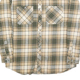 AMERICA WEAR Mens Green & Beige Check Shirt L Cotton Classic Plaid Long Sleeve
