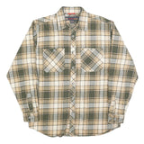 AMERICA WEAR Mens Green & Beige Check Shirt L Cotton Classic Plaid Long Sleeve