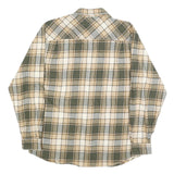 AMERICA WEAR Mens Green & Beige Check Shirt L Cotton Classic Plaid Long Sleeve