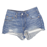 LEVI'S Womens Shorts Blue Denim Casual Cut-Off XXS W24 Distressed