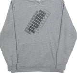 PUMA Mens Grey Pullover Hoodie L Cotton Blend Brand Logo Casual