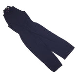 TED BAKER Womens Navy Playsuit Cotton Blend S Sleeveless High Neck Zip Closure