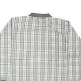 BLUE JEANS Mens White & Green Check Long Sleeve Polo Shirt M Cotton Blend