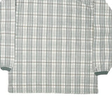 BLUE JEANS Mens White & Green Check Long Sleeve Polo Shirt M Cotton Blend