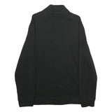 CALVIN KLEIN Mens Black Pullover Plain Crew Neck Basic Knit Jumper XL Cotton