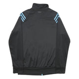 ADIDAS Womens Black & Light Blue Track Jacket L Polyester Zip Climacool