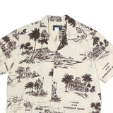 KING KALAKUA Mens Cream Hawaiian Isles Print Cotton Shirt M Short Sleeve Relaxed