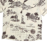 KING KALAKUA Mens Cream Hawaiian Isles Print Cotton Shirt M Short Sleeve Relaxed