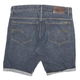 G-STAR Mens Denim Blue Casual Shorts 2XL W36 Cotton Blend Rolled Hem