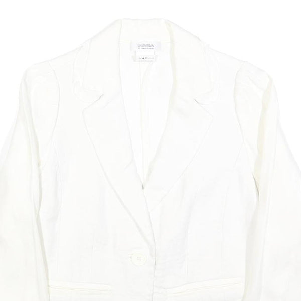 SONIA RYKIEL Womens White Linen Button Jacket S Plain Elegant Classic Tailored