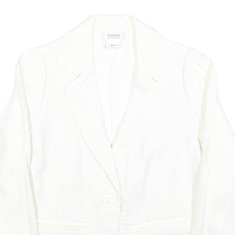 SONIA RYKIEL Womens White Linen Button Jacket S Plain Elegant Classic Tailored