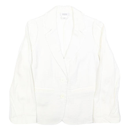 SONIA RYKIEL Womens White Linen Button Jacket S Plain Elegant Classic Tailored
