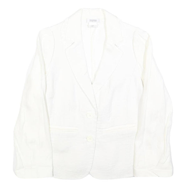 SONIA RYKIEL Womens White Linen Button Jacket S Plain Elegant Classic Tailored