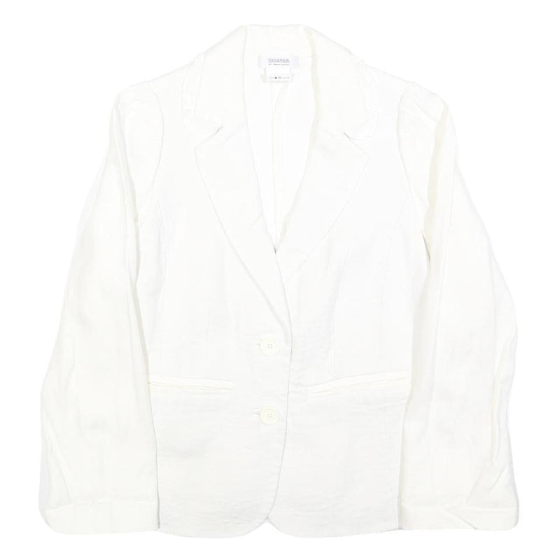 SONIA RYKIEL Womens White Linen Button Jacket S Plain Elegant Classic Tailored