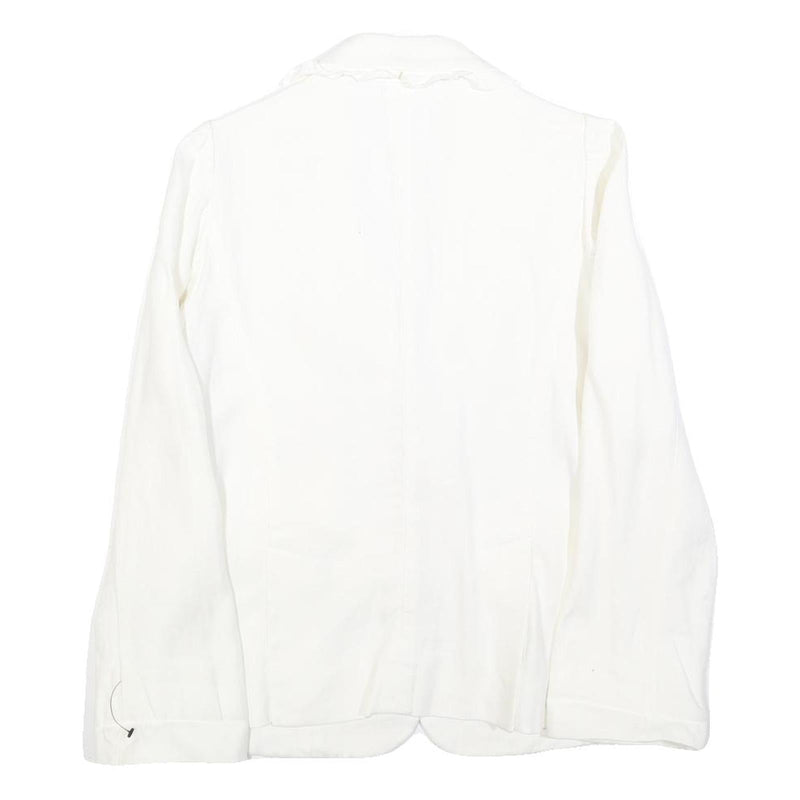 SONIA RYKIEL Womens White Linen Button Jacket S Plain Elegant Classic Tailored