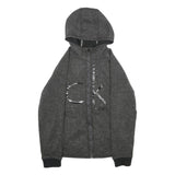 CALVIN KLEIN JEANS Mens Grey Acrylic Blend Zip Hoodie Jacket M Knit Casual
