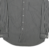 TOMMY HILFIGER Mens Black & Ivory Striped Cotton Blend Shirt XL Casual Formal