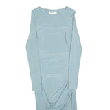 HOUSE OF CB Womens Blue Asymmetric Midi Dress Polyester Blend Long Sleeve XS