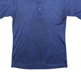 Mens Blue Short Sleeve Plain Polo Shirt M Polyester Collar Button Sport Casual