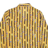 SAN FUH Womens Yellow & Black Striped Printed Shirt Long Sleeve Collared M