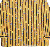 SAN FUH Womens Yellow & Black Striped Printed Shirt Long Sleeve Collared M