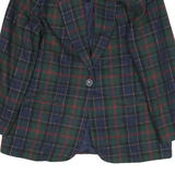PROPHECY Womens Green & Navy Check Wool Jacket UK 14 Button Closure Classic Fit