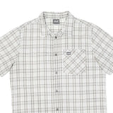 JACK WOLFSKIN Mens White & Grey Check Shirt L Cotton Blend Casual Outdoor Button