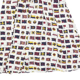 JG HOOK Womens White Cotton Blend Pleated Midi Skirt S Nautical Flags Print