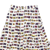 JG HOOK Womens White Cotton Blend Pleated Midi Skirt S Nautical Flags Print