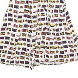 JG HOOK Womens White Cotton Blend Pleated Midi Skirt S Nautical Flags Print