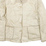 GRAFF Womens Cream Jacket M Woven Plain Button Closure Classic Fit Warm