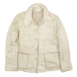 GRAFF Womens Cream Jacket M Woven Plain Button Closure Classic Fit Warm