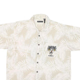 NO BOUNDRIES Mens Beige White Palm Leaf Printed Shirt XL Hawaiian Style
