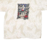 NO BOUNDRIES Mens Beige White Palm Leaf Printed Shirt XL Hawaiian Style
