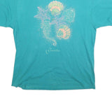 HANES Womens Blue Graphic T-Shirt 2XL Short Sleeve Crew Neck Florida Seashells