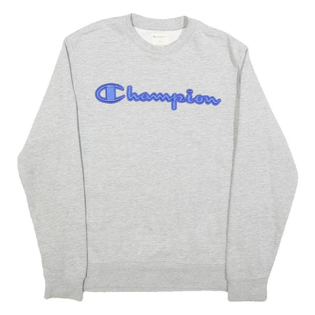 CHAMPION Mens Grey Sweatshirt Crew Neck S Casual Logo Pullover Cotton Blend