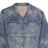 GUESS Mens Blue Denim Jacket M Cotton Button Casual Vintage Distressed