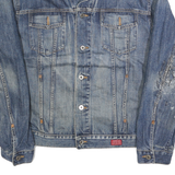 GUESS Mens Blue Denim Jacket M Cotton Button Casual Vintage Distressed