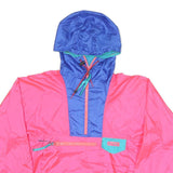 COLUMBIA Mens Pink & Blue Windbreaker Jacket S Polyester Blend Hooded Zip