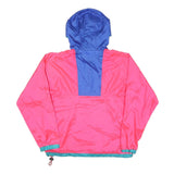 COLUMBIA Mens Pink & Blue Windbreaker Jacket S Polyester Blend Hooded Zip