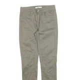 KAREN MILLEN Womens Cotton Blend Slim Taupe Trousers W26 L30 Zipped Ankle