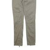 KAREN MILLEN Womens Cotton Blend Slim Taupe Trousers W26 L30 Zipped Ankle