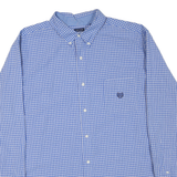 CHAPS Mens Blue Check Shirt 2XL Cotton Blend Button-Down Collar Casual Wear